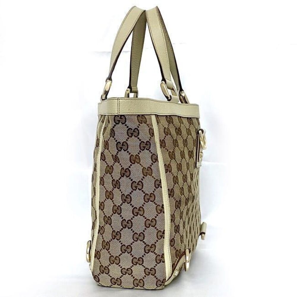 Gucci GG Bag Canvas Business over Handbag White All Tote Leather Beige White Tan
